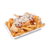 Groot friet met mayo-curry en ui